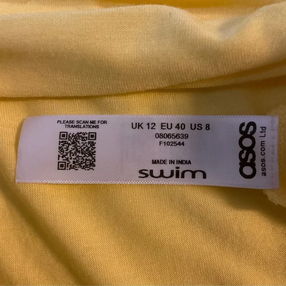 ASOS Swim Yellow Tasseled Loose Fit Coverup 8 Boho Coconut Girl Festival Casual